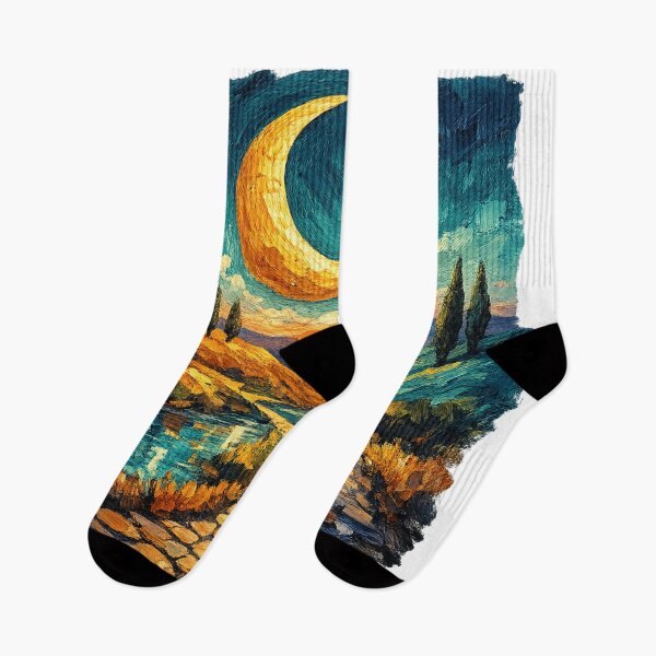 Item preview, Moonlit Horizon Dreams – Textured Impasto Sunset & Celestial Landscape with Elegant Silhouette designed and sold by designbyuzi.