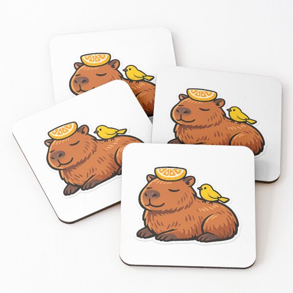 Item preview, Unbothered Capybara With Orange Slice and Bird designed and sold by eignvalue.