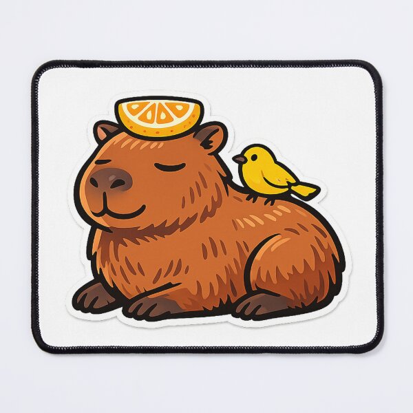 Item preview, Unbothered Capybara With Orange Slice and Bird designed and sold by eignvalue.