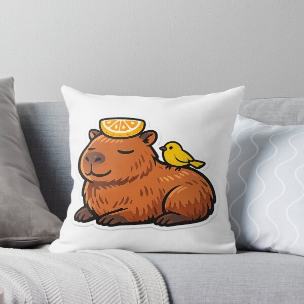 Item preview, Unbothered Capybara With Orange Slice and Bird designed and sold by eignvalue.