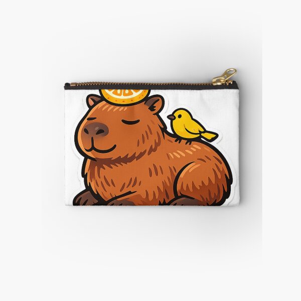 Item preview, Unbothered Capybara With Orange Slice and Bird designed and sold by eignvalue.