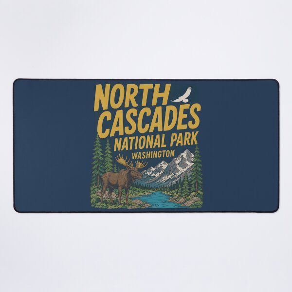 Item preview, North Cascades National Park Washington Cute Moose Landscape designed and sold by HowToCanadian.
