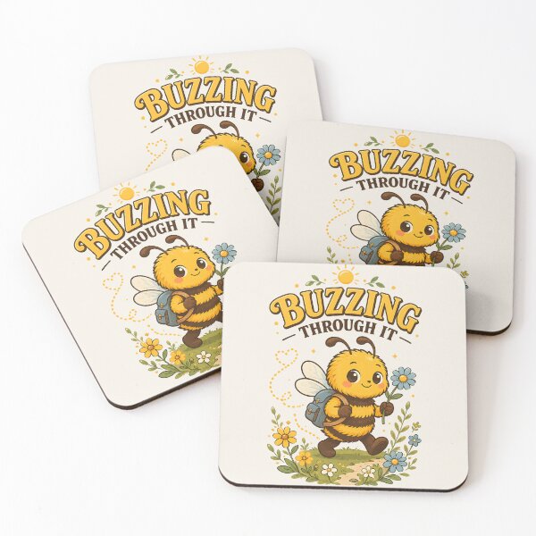Item preview, Buzzing Through It Cute Bee Retro Vintage SVG  Inspirational Bee T-Shirt  Motivational Floral Bee Illustration designed and sold by  MAD's Recreation Studio.