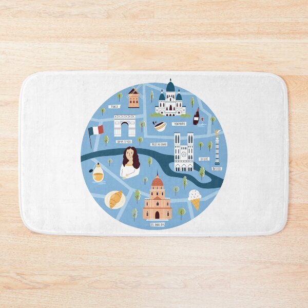 Item preview, Cute Paris City Map Illustration | French Landmarks Travel Poster Art designed and sold by RiderSpoon.