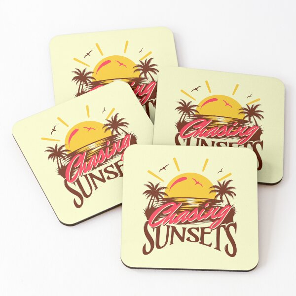 Item preview, Chasing Sunsets Miami Vice 80s Retro Pink Sunset Palm Trees Art designed and sold by illeN-Art-World.