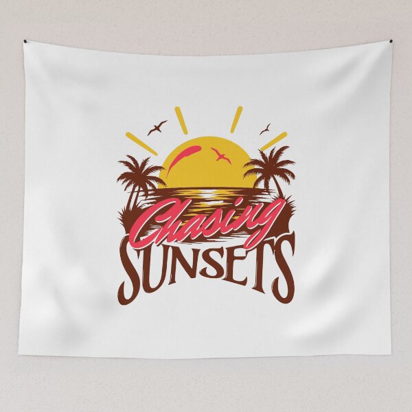 Item preview, Chasing Sunsets Miami Vice 80s Retro Pink Sunset Palm Trees Art designed and sold by illeN-Art-World.