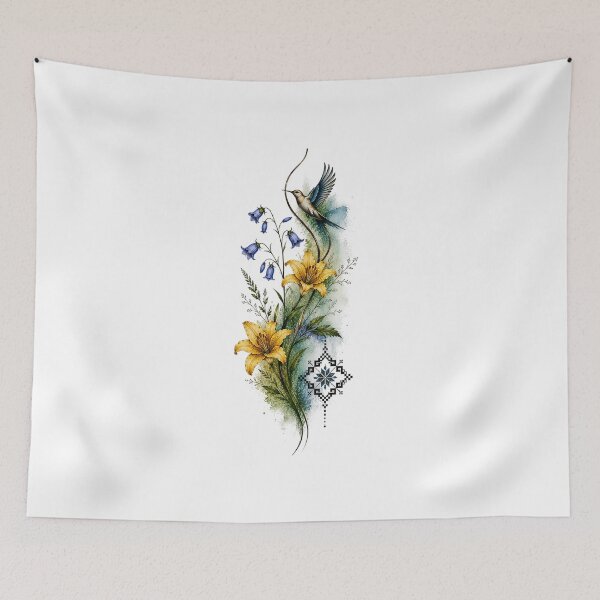 Item preview, Lily & Bellflower Botanical Bird designed and sold by PetalGarden.