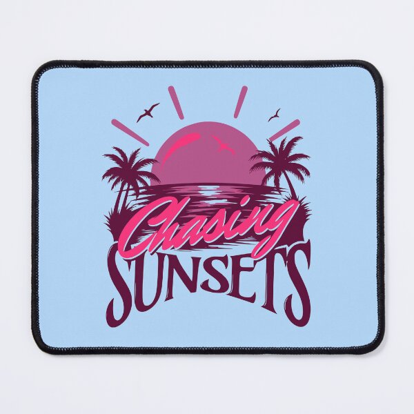 Item preview, Chasing Sunsets Vaporwave Aesthetic Pink Neon Tropical Beach Sunset designed and sold by illeN-Art-World.