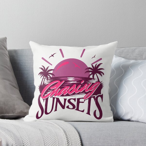 Item preview, Chasing Sunsets Vaporwave Aesthetic Pink Neon Tropical Beach Sunset designed and sold by illeN-Art-World.