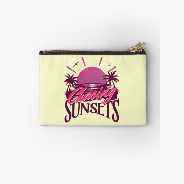 Item preview, Chasing Sunsets Vaporwave Aesthetic Pink Neon Tropical Beach Sunset designed and sold by illeN-Art-World.
