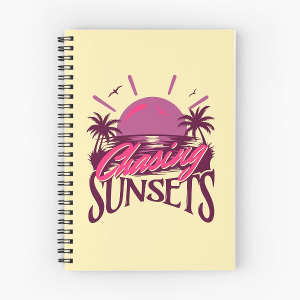 Item preview, Chasing Sunsets Vaporwave Aesthetic Pink Neon Tropical Beach Sunset designed and sold by illeN-Art-World.