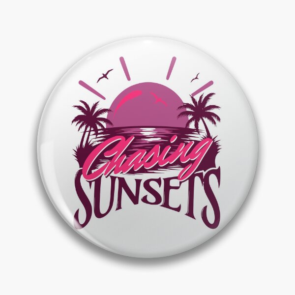 Item preview, Chasing Sunsets Vaporwave Aesthetic Pink Neon Tropical Beach Sunset designed and sold by illeN-Art-World.