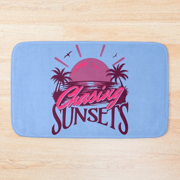 Item preview, Chasing Sunsets Vaporwave Aesthetic Pink Neon Tropical Beach Sunset designed and sold by illeN-Art-World.