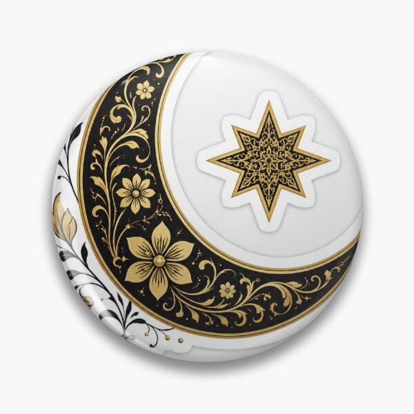 Item preview, Minimal Islamic Crescent Moon with Floral Arabic Pattern Sticker designed and sold by Abdullah4569.