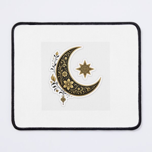 Item preview, Minimal Islamic Crescent Moon with Floral Arabic Pattern Sticker designed and sold by Abdullah4569.