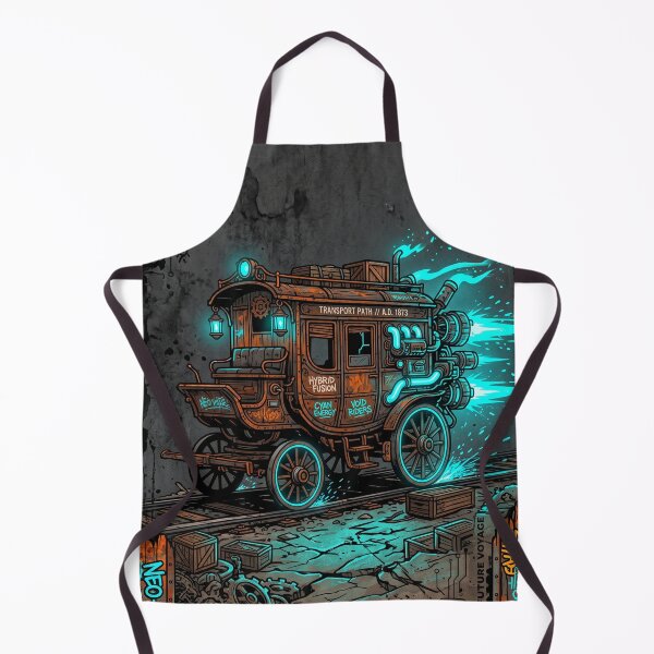 Item preview, Futuristic Neon Steampunk Fusion Wagon Street Art designed and sold by Pride Emblem Prints.
