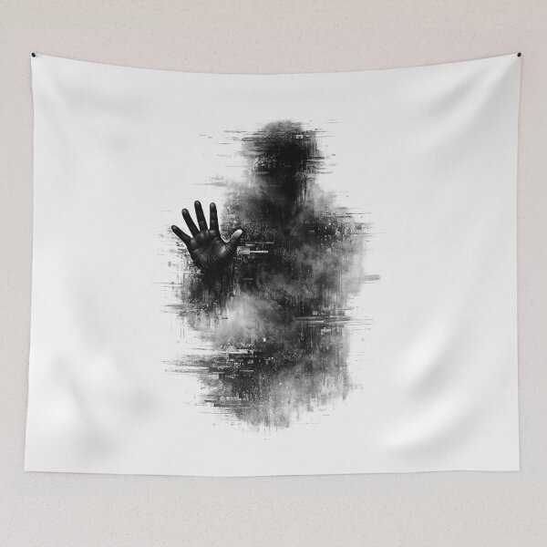 Item preview, Beyond the Static | Abstract Glitchcore Silhouette | Cyber Fog Graphic designed and sold by designbyuzi.