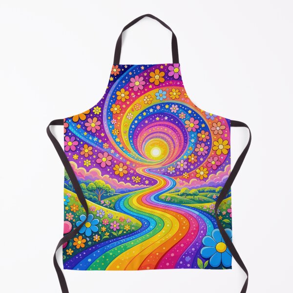 Item preview, Psychedelic Rainbow Road Flower Meadow Landscape Art designed and sold by Far Out Goods.