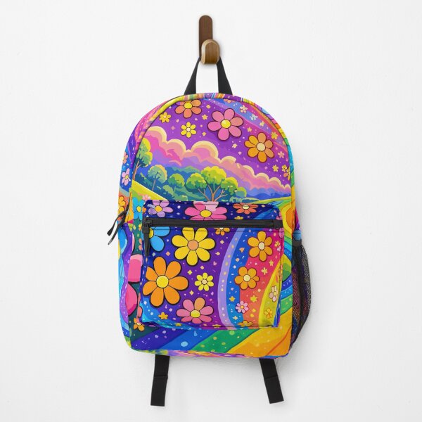 Item preview, Psychedelic Rainbow Road Flower Meadow Landscape Art designed and sold by Far Out Goods.