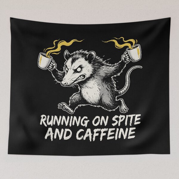 Item preview, Running On Spite And Caffeine Opossum Grunge Dark Humor designed and sold by cabana.space.