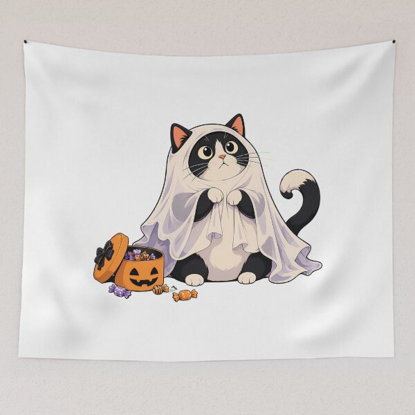 Item preview, Ghost Tuxedo Kitty Halloween Candy Bucket designed and sold by chattsuede.