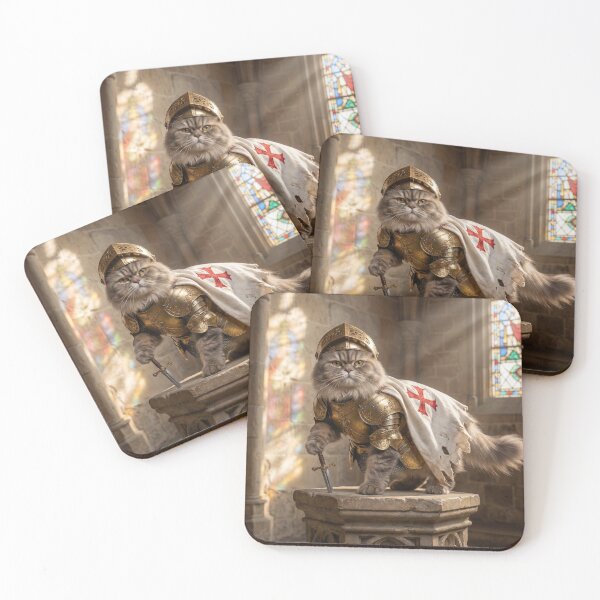 Item preview, Medieval knight cat in golden armor, epic fantasy art designed and sold by TheCoolCatsMx.