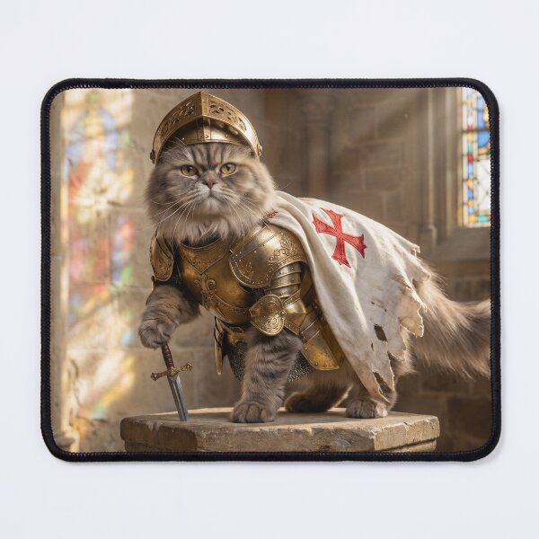 Item preview, Medieval knight cat in golden armor, epic fantasy art designed and sold by TheCoolCatsMx.