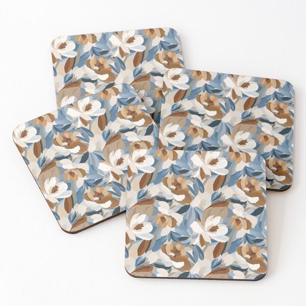 Item preview, Cream Brown and Blue Abstract Floral designed and sold by Abizola.