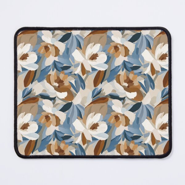 Item preview, Cream Brown and Blue Abstract Floral designed and sold by Abizola.