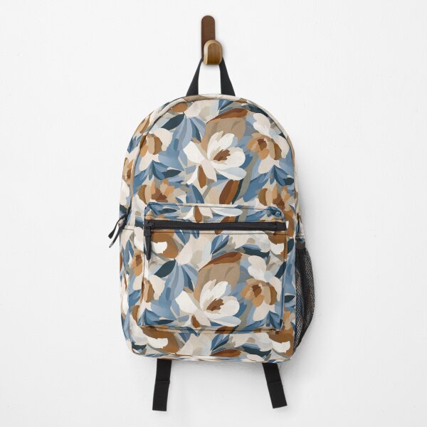 Item preview, Cream Brown and Blue Abstract Floral designed and sold by Abizola.