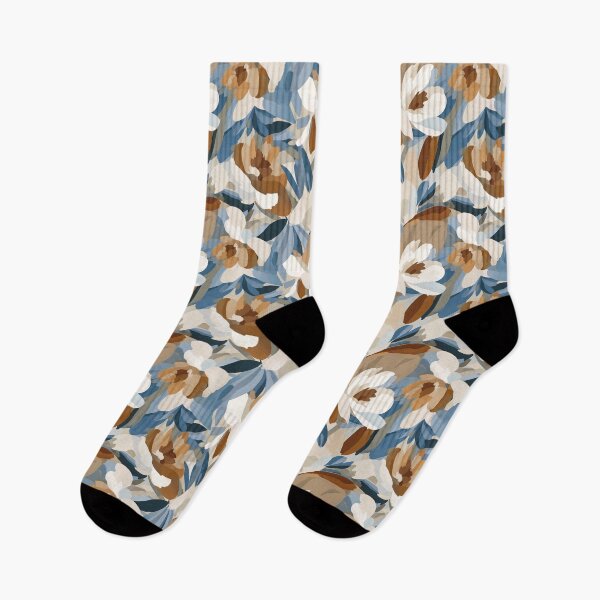 Item preview, Cream Brown and Blue Abstract Floral designed and sold by Abizola.