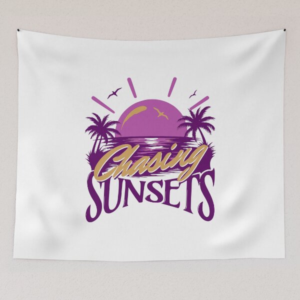 Item preview, Chasing Sunsets Retro 80s Synthwave Neon Purple Palm Tree Graphic designed and sold by illeN-Art-World.