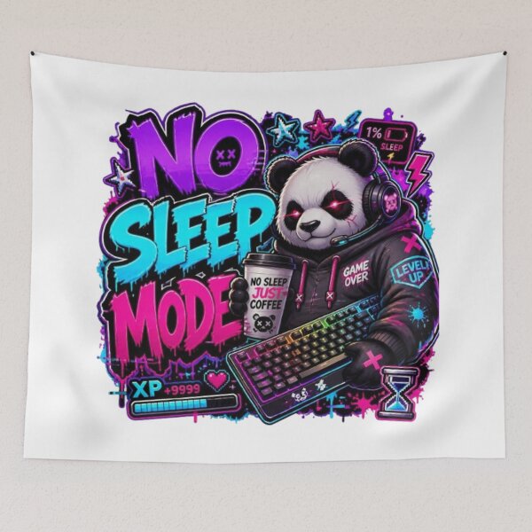 Item preview, NO SLEEP MODE Panda Gaming Sticker | Neon Gamer Bear Esports Streetwear Graphic Design designed and sold by Stylestickers55.