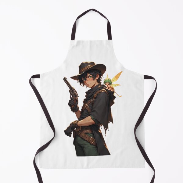 Item preview, Steampunk gunslinger poses confidently with revolver and glowing fairy companion designed and sold by BiranoVule.
