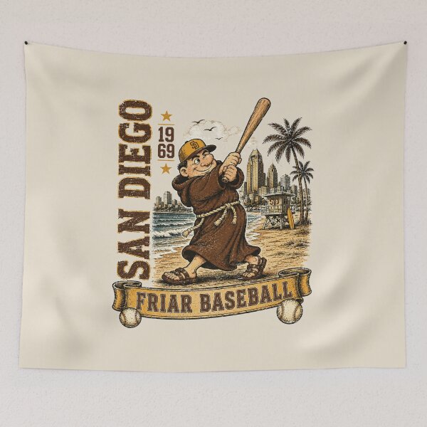 Item preview, San Diego Friar Baseball Vintage Mascot,  Retro Coastal Baseball Fan Gift designed and sold by GhostDawgs.