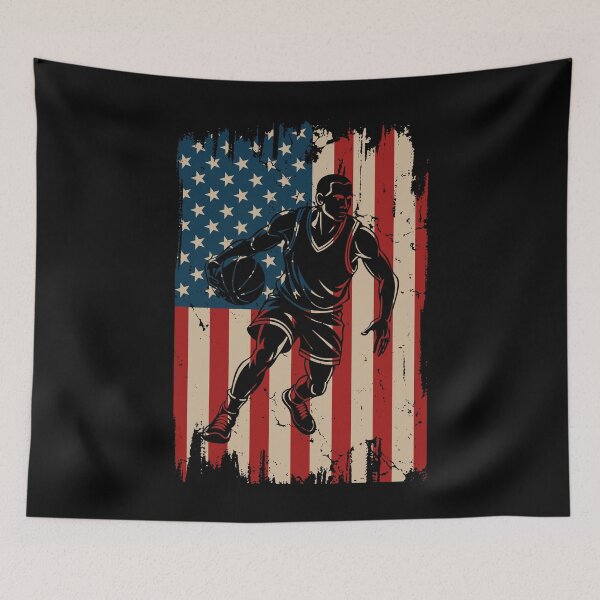 Item preview, Basketball Player With American Flag designed and sold by pintartipuduran.