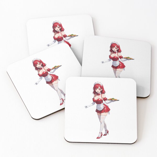 Item preview, Smiling red-haired maid presents a dish in classic anime style designed and sold by BiranoVule.