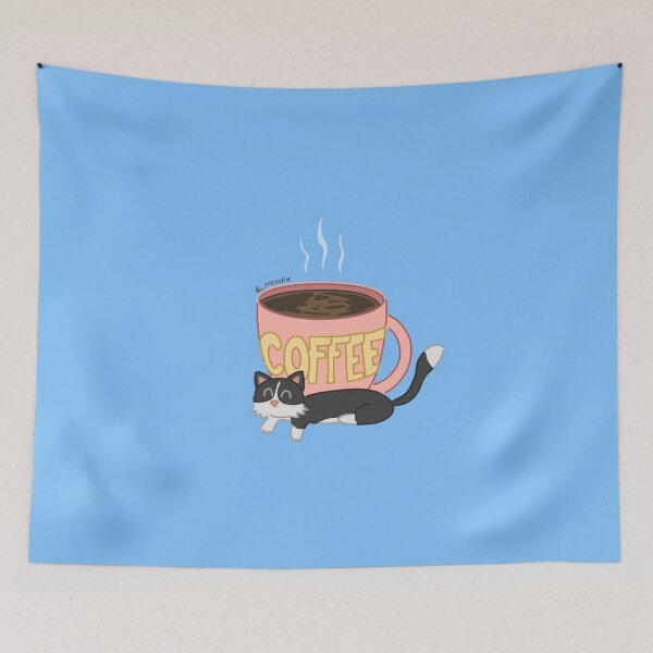 Item preview, Tuxedo cat with a cup of coffee designed and sold by Spie-arts.