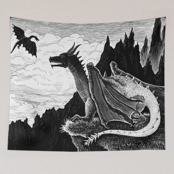 Item preview, Dragon Guardian Pen and Ink Illustration designed and sold by Nicoleta Dabija.