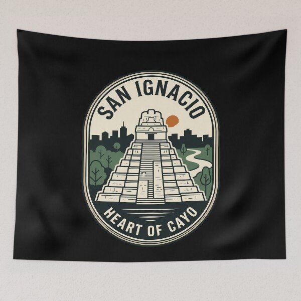 Item preview, San Ignacio Belize Mayan Ruins Vintage Travel Emblem designed and sold by k3rstman1.