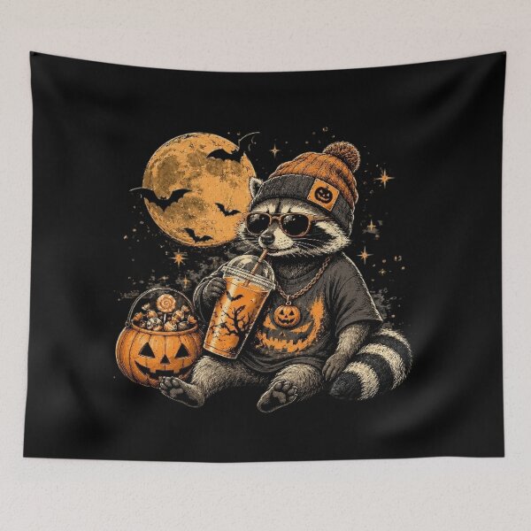 Item preview, Funny Trash Panda Witch Halloween Cute Raccoon Pumpkin Spice Coffee designed and sold by DesignDenDo ⭐⭐⭐⭐⭐.