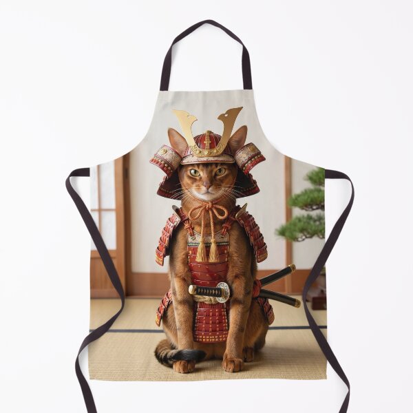 Item preview, Japanese samurai cat with traditional armor and katanas warrior art designed and sold by TheCoolCatsMx.