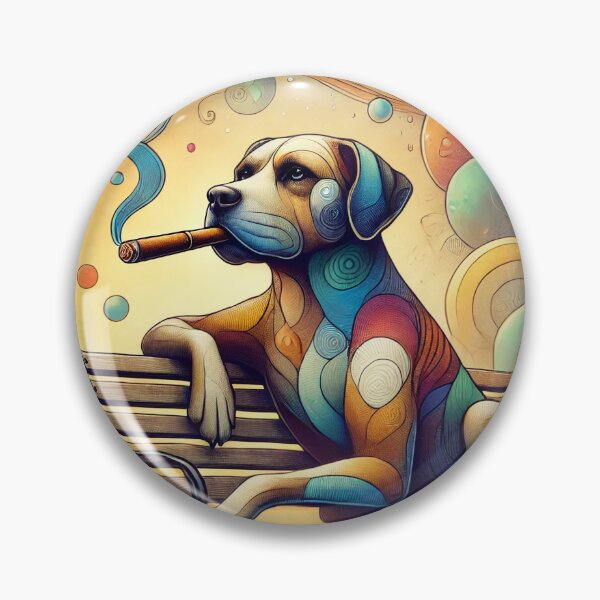 Item preview, Colorful Surreal Dog Smoking on a Park Bench Vintage Cartoon Illustration designed and sold by GleasonArnoldo.