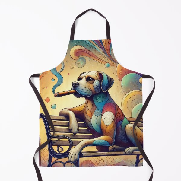 Item preview, Colorful Surreal Dog Smoking on a Park Bench Vintage Cartoon Illustration designed and sold by GleasonArnoldo.