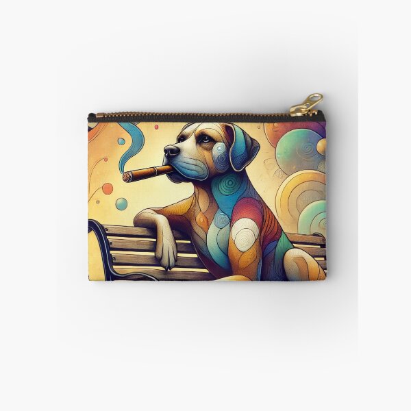 Item preview, Colorful Surreal Dog Smoking on a Park Bench Vintage Cartoon Illustration designed and sold by GleasonArnoldo.