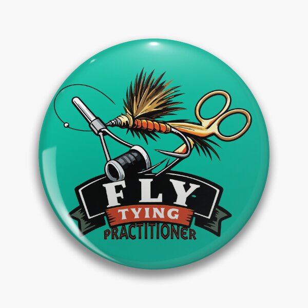 Item preview, Fly tying illustration, logo style, text "Fly Tying Practitioner". designed and sold by Art-Horizon.