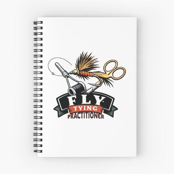 Item preview, Fly tying illustration, logo style, text "Fly Tying Practitioner". designed and sold by Art-Horizon.