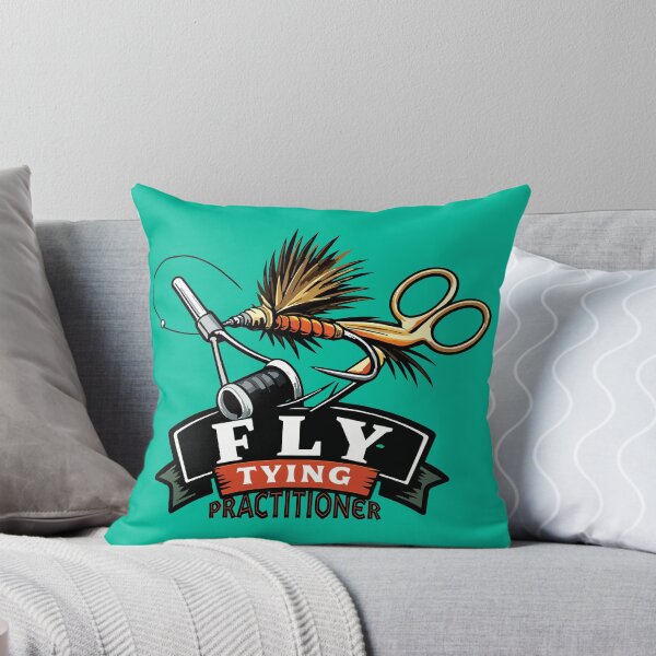 Item preview, Fly tying illustration, logo style, text "Fly Tying Practitioner". designed and sold by Art-Horizon.