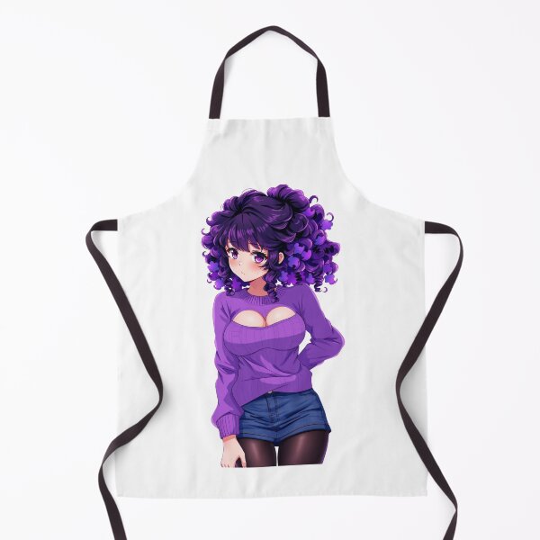 Item preview, Curly-haired anime girl wears purple sweater with gentle expression designed and sold by BiranoVule.