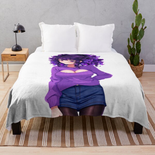Item preview, Curly-haired anime girl wears purple sweater with gentle expression designed and sold by BiranoVule.